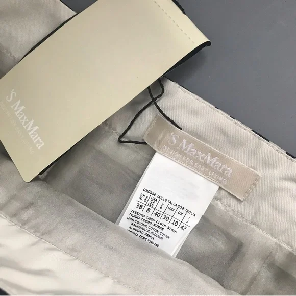 MaxMara Pancone Geometric High Rise Textured Mini Silk Skirt 8 Black Rare - Picture 13 of 16